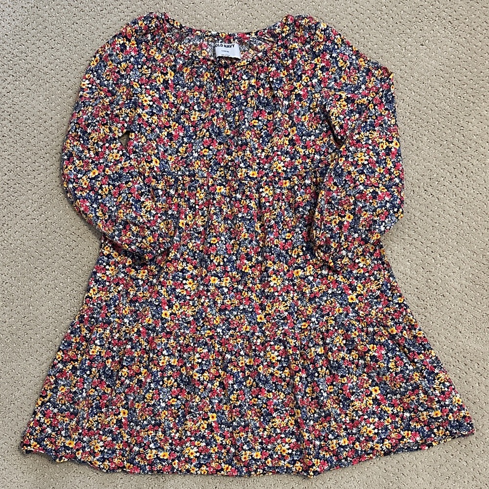 Old Navy Multicolor Floral Long Sleeve Girls Dress Size 10/12